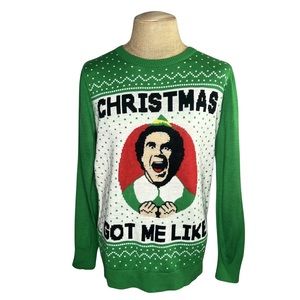 Elf Christmas Got Me Like This Ugly Christmas Crewneck Sweater Size Medium